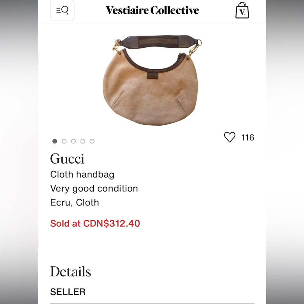 Gucci Tan Cloth Shoulder Bag